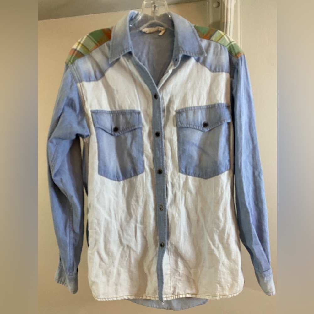 ISABEL MARANT ETOILE Blue chambray Button Up Western Shirt 36 S 4